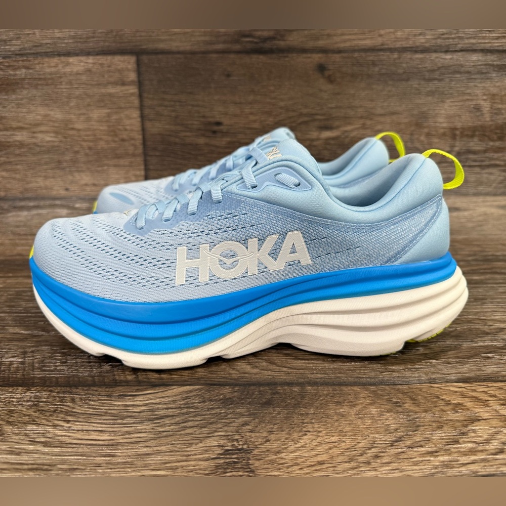 NEW Hoka One‎ One Bondi 8 -Mens Sz 10 Airy Blue/ Diva Blue - Running Shoes